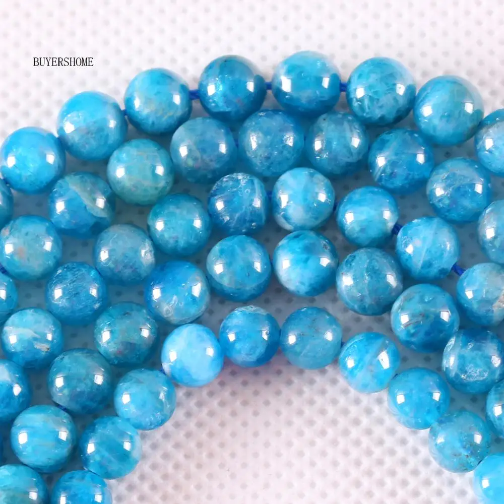 

DIY Jewelry Making For Bracelet Necklace Natural Stones Natural 6MM Blue Apatite Round Loose Beads Strand 15" (63 beads)A023