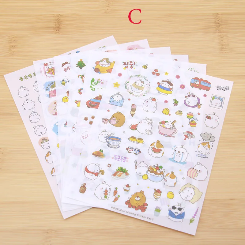 6 шт./пакет милый цветок Cat/кролик прозрачный ПВХ декоративные наклейки дневник