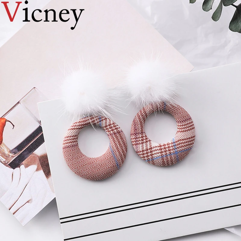 Vicney/Новинка модное кольцо в клетку с водной норкой геометрические серьги сезон