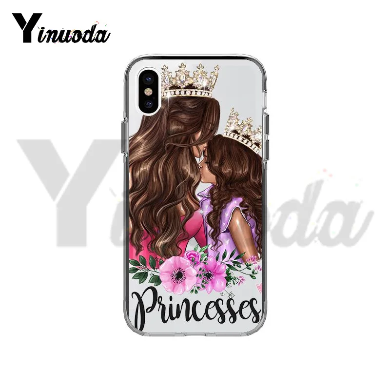 A8 Yinuoda, черный, коричневый цвет, волосы для мамы, девочки, королева, чехол для телефона, чехол для телефона, для iPhone 8, 7, 6, 6S Plus, X, XS, MAX, 5, 5S, SE, XR, 10, чехол, крышка - Цвет: A8