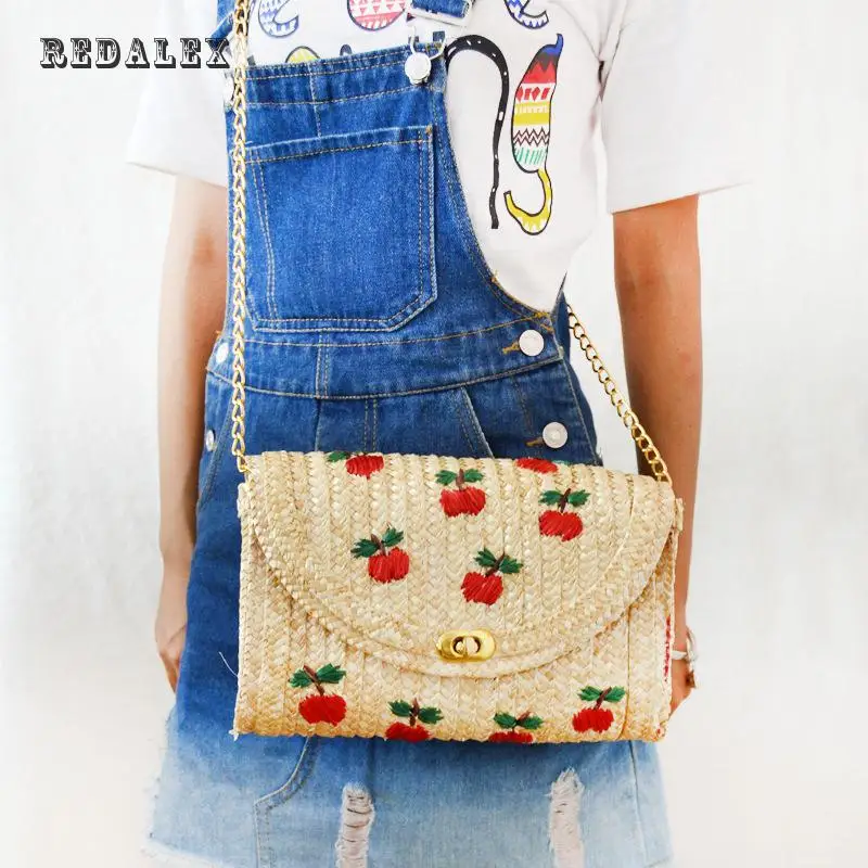 New Beach Bag For Summer Chain Women Messenger Bags Bohemian Style Mini Straw Weave Shoulder Crossbody Square Bolsos | Багаж и сумки