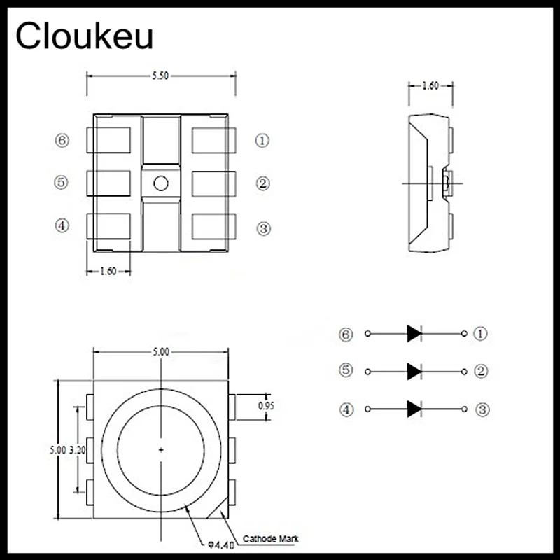 

50Pcs 5050 Red Green Blue SMD lamp beads led 5050 RGB Light emitting diode