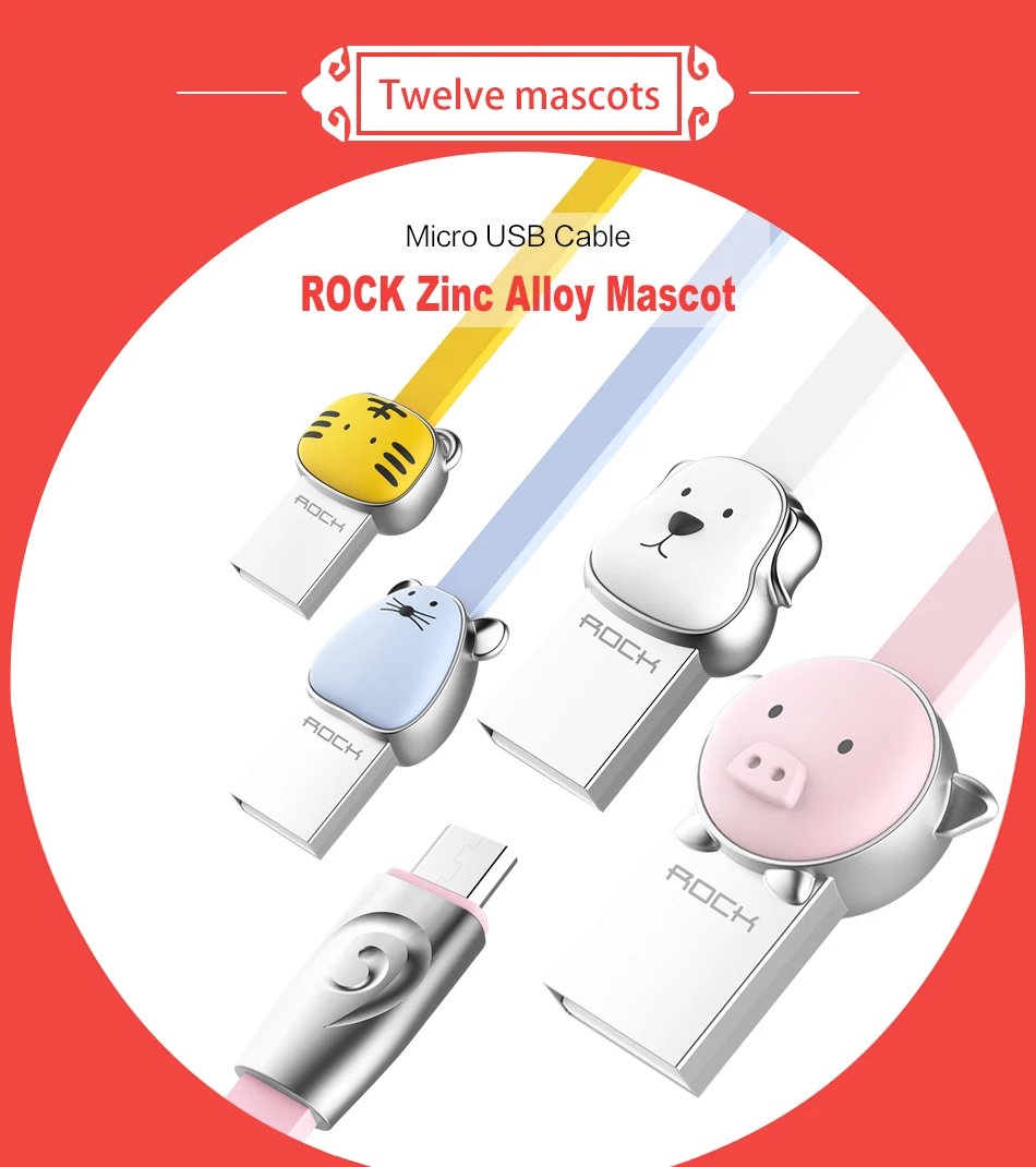 Курица микро USB кабель для samsung/Xiaomi/huawei/Meizu/htc, рок талисман серии сплав металла микро кабель для телефонов android