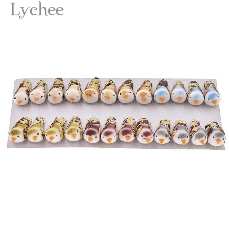 Lychee Life 24 шт./компл. мини пенопластовые Искусственные Птицы милые красочные