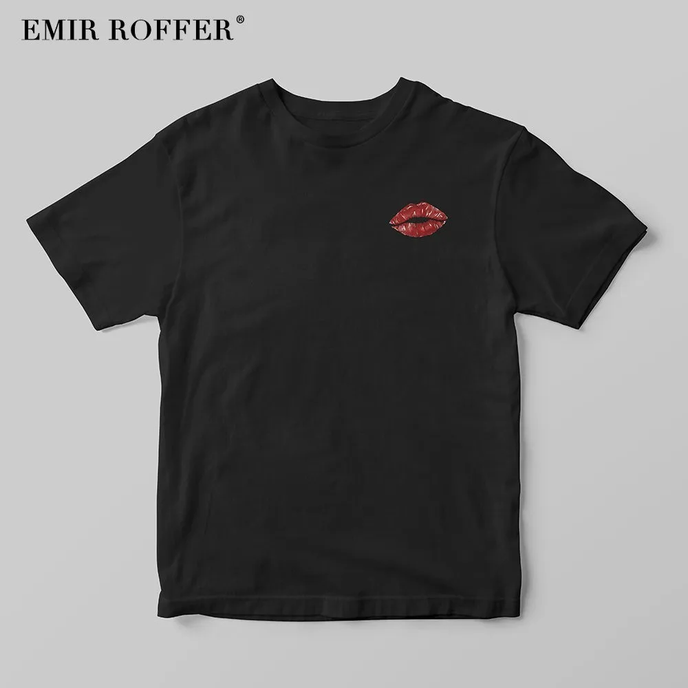 EMIR ROFFER красные губы футболка для женщин женская модная Харадзюку с принтом белая