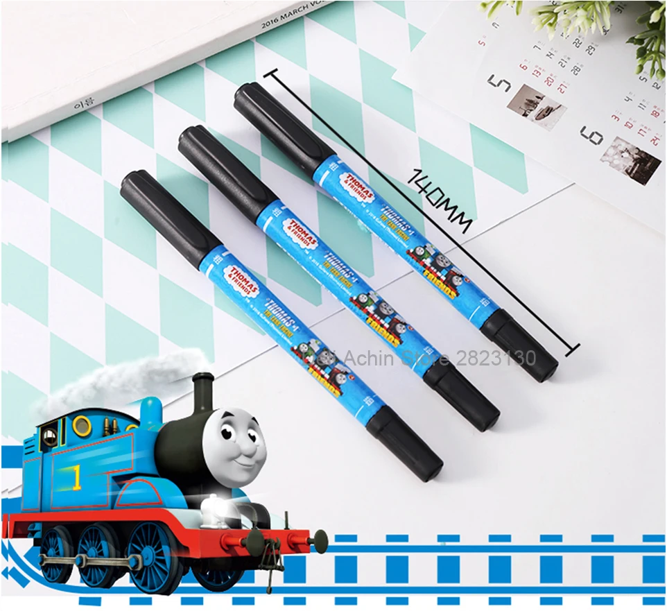 Deli Thomas& Friends, 3 шт., маркер, черная двойная головка, маслянистый маркер, штрихи, детская живопись, искусство, крючок, ручка, школьный, офисный подарок