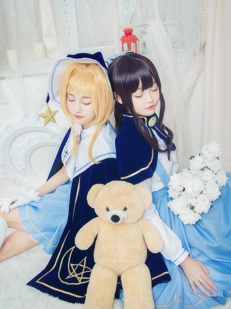 Tomoyo Daidouji Sakura Cardcaptor Сакура косплей Tomoyo Sakura Косплей Костюм Волшебная Звезда косплей летнее платье