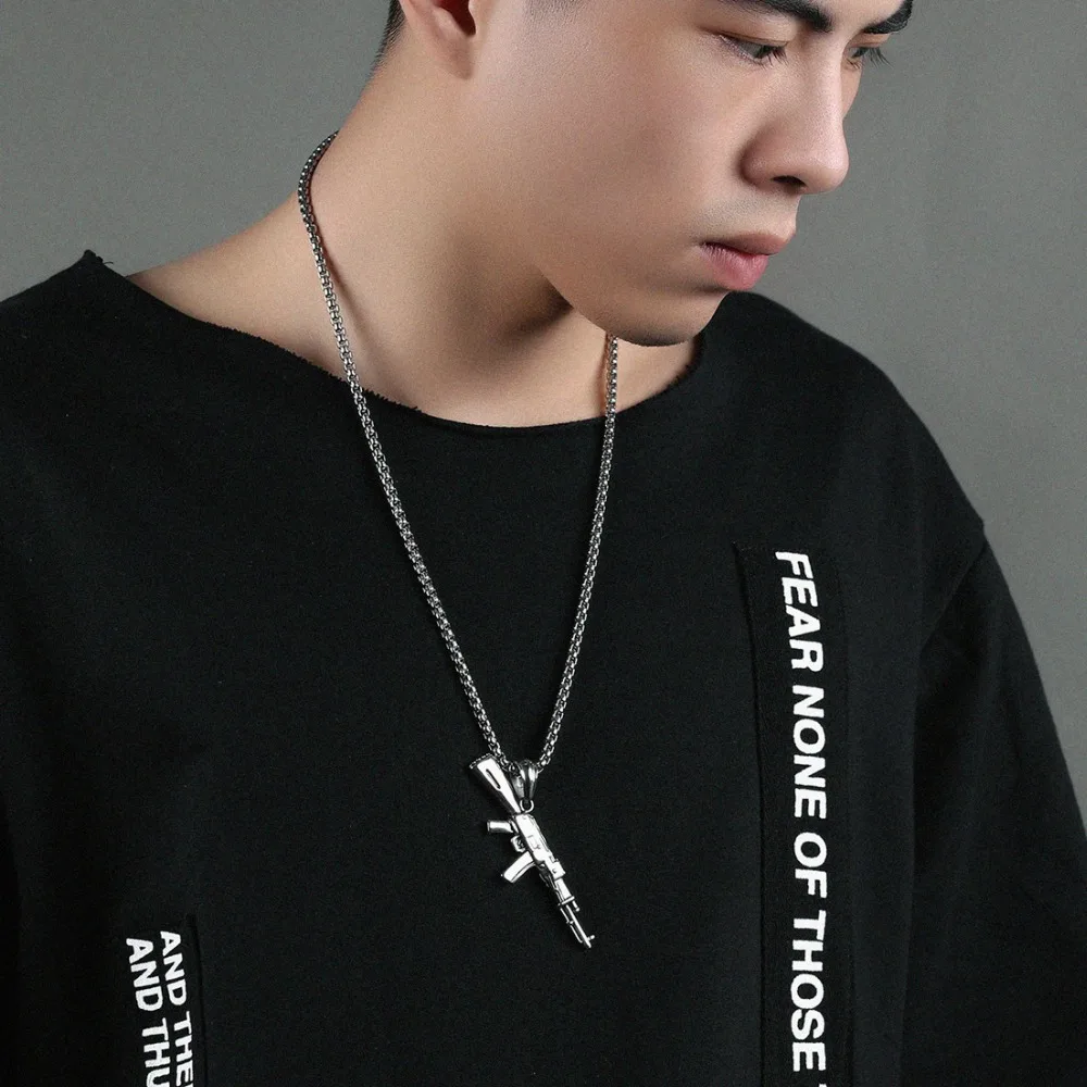 Крутой серебряный/золотой/черный цвет AK47 пистолет кулон простая мода