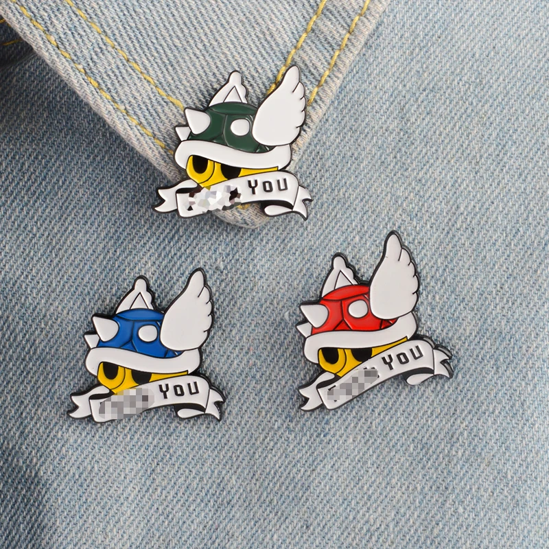 

Cartoon Enamel Pin Green Blue Red Bowser Koopa Shell Kart Lapel Brooches Badge Game Jewelry pins Accessories