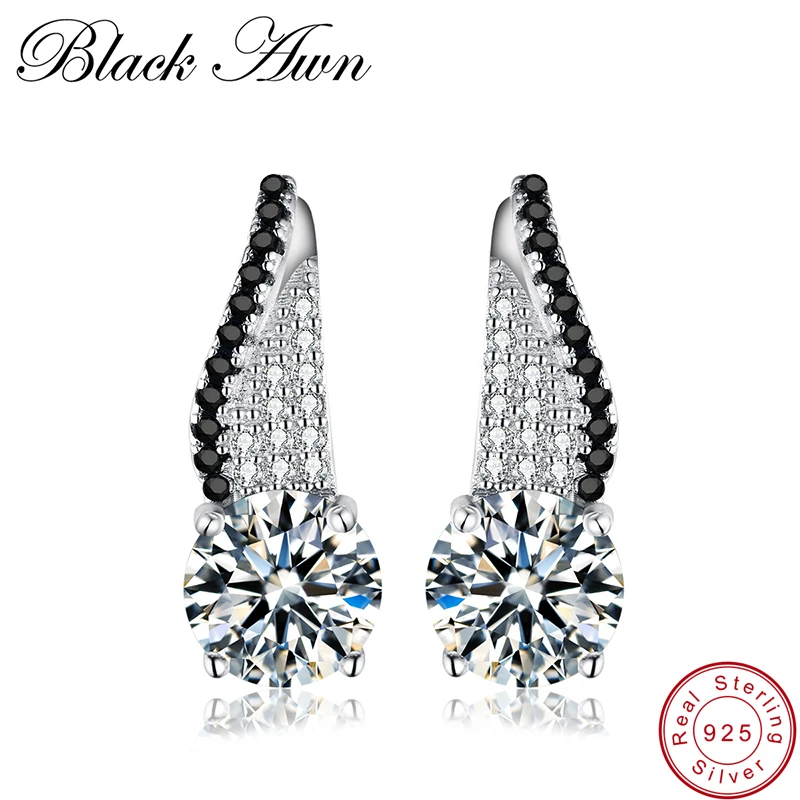 Женские серьги гвоздики из серебра 925 пробы с черной шпинелью|stud earrings|earrings forearrings