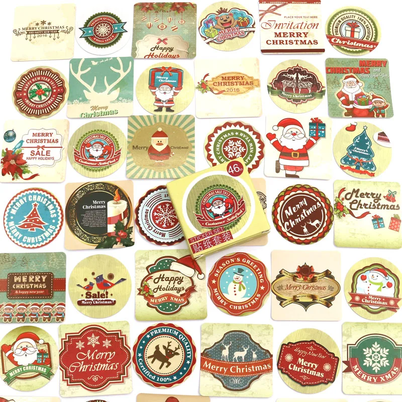 

46pcs/box Creative Christmas Theme Paper Sticker Decoration DIY Diary Scrapbooking Planner Gift Packing Seal Kawaii Stationery