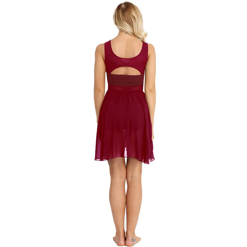 Для женщин Взрослый балетное платье трико для без рукавов вырезанное