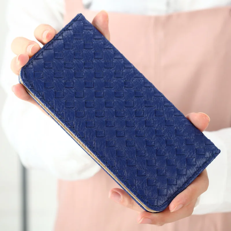 2017 Мода Дамы Weave Кожа PU hasp Кошелек Женщины с Держателя Карты Женский Телефона Carteira