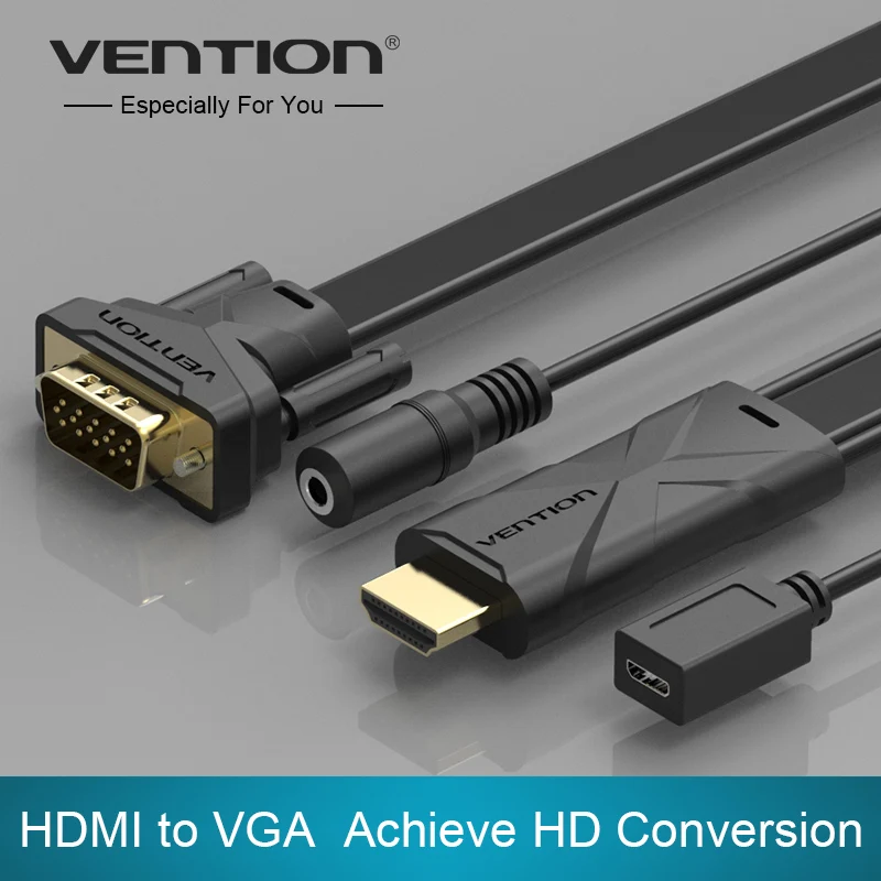 Адаптер Vention HDMI VGA 1080P с цифровым на 3 5 мм аудио кабелем конвертера питанием для