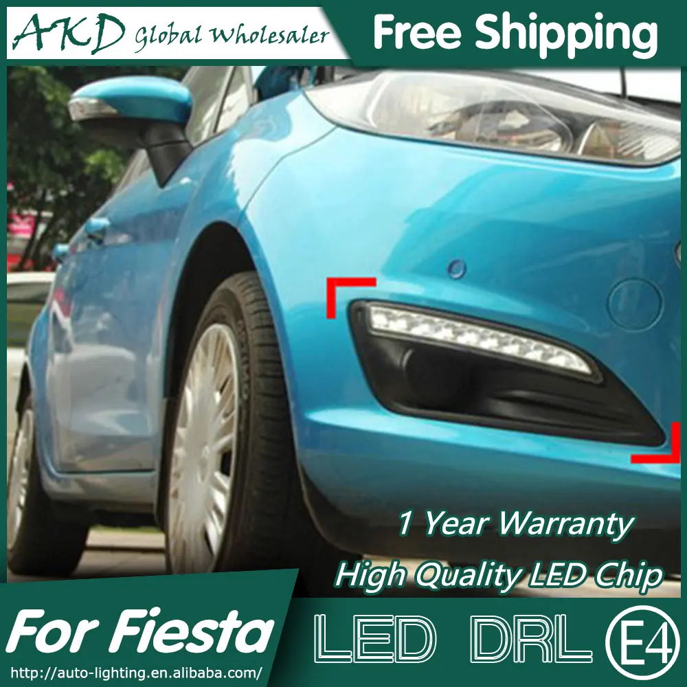 AKD автомобильный Стайлинг для Ford Fiesta DRL 2013- Fiesta светодиодный противотуманный фонарь дневные ходовые светлые Противотуманные фары принадлежности для парковки