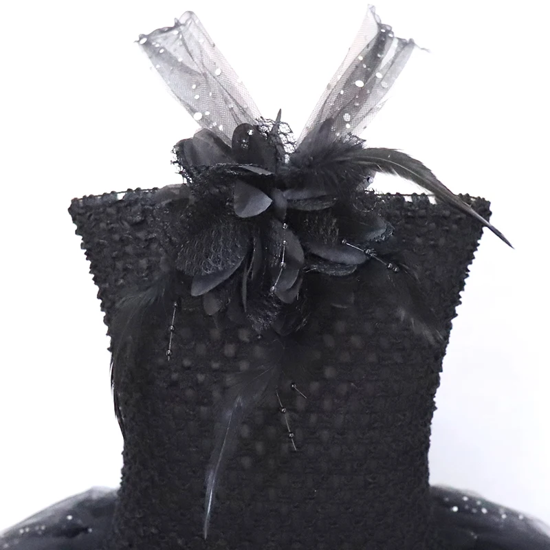 POSH DREAM Black Flower Girls Tutu Dresses for Party Sparkly Tulle with Lining Kids Clothes | Детская одежда и обувь