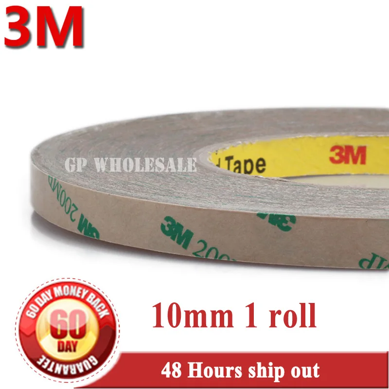 

1x New 10mm*55M*0.13mm 3M 9495MP 200MP Adhesive Clear PET Double Sided Sticky Tape for LED Strip, Waterproof, Hi-Temp Resist