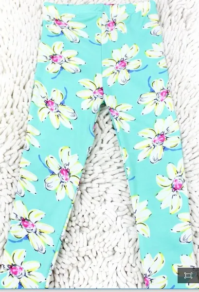 Light green leggings Детские леггинсы принт микрофибра леггинсы для девочек летние обтягивающие брюки с цветочным принтом Одежда для детей kd2 kd3 kd4 - Цвет: Light green leggings