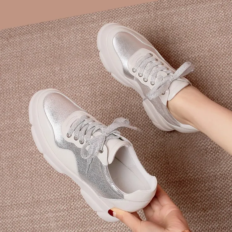 MLJUESE/2018 модные кроссовки из овечьей кожи серебристого цвета сезон осень весна для