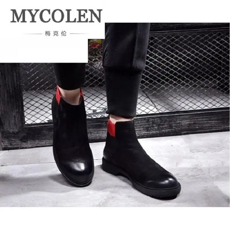 MYCOLEN/мужские ботинки из натуральной кожи итальянские черные роскошные модные