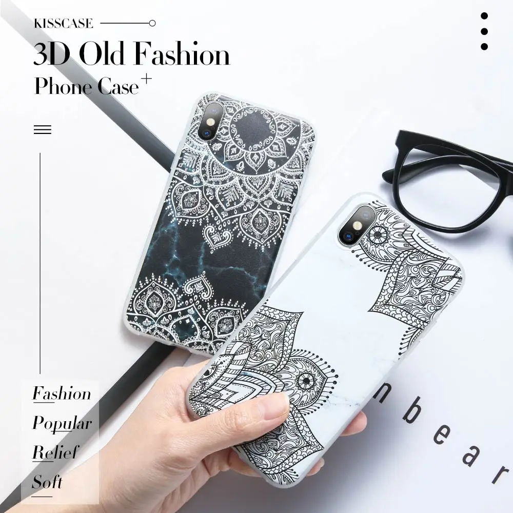 KISSCASE Marble Flower Phone Case For iPhone 11 8 7 X XR plus 6 6S Plus Capa XS MAX Cover | Мобильные телефоны и