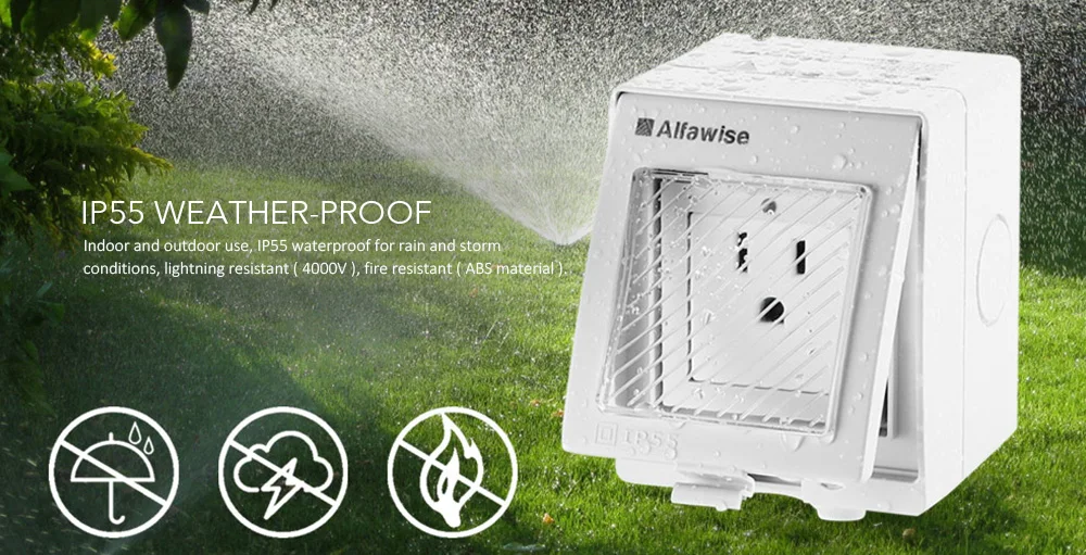 Alfawise wifi умная настенная розетка США Великобритания вилка IP55 Водонепроницаемая наружная розетка приложение Удаленная розетка электрическая розетка