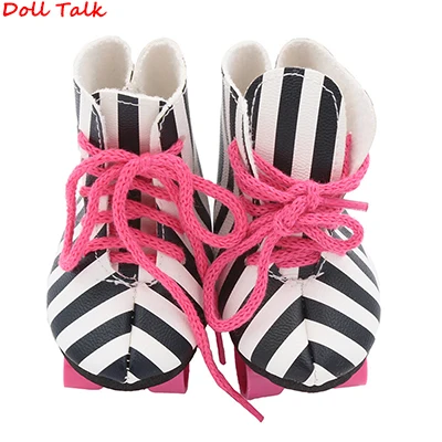 Zebra pattern Стиль, розовая, белая кукла, ручная работа, обувь для катания на коньках, подходит для 43 см, сапоги для новорожденных, 18 дюймов, кукольная обувь, лучший подарок на день рождения для детей - Цвет: Zebra pattern