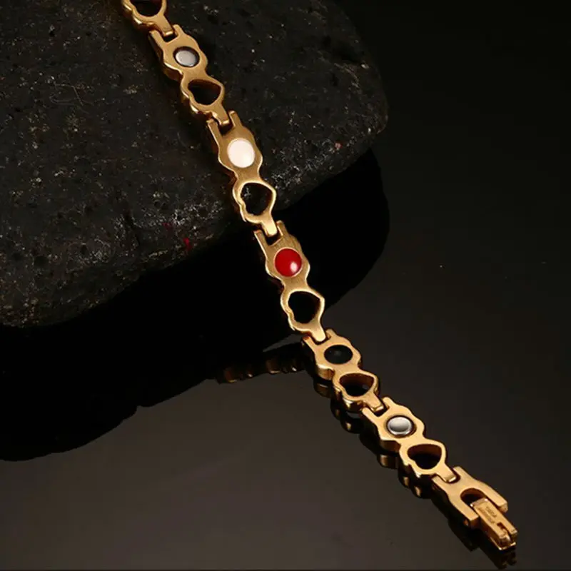 Женский Золотой роскошный браслет для женщин магнитный из нержавеющей стали