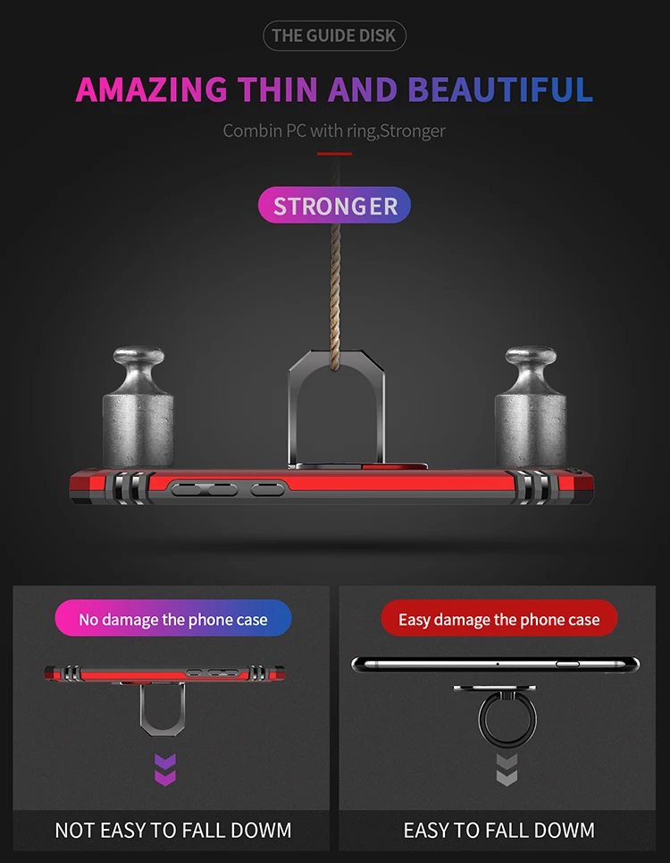 Shock proof Armor Resistant Bracket Absorption TPU+PC 360° Rotating Case For Huawei P30 Lite Anti knock |