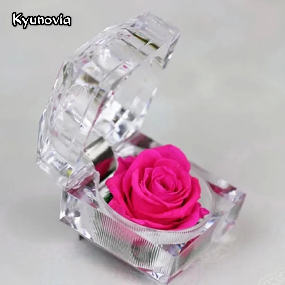 Kyunovia Мини акриловая коробка для колец 4 7*4 7 см сохраненный цветок розы