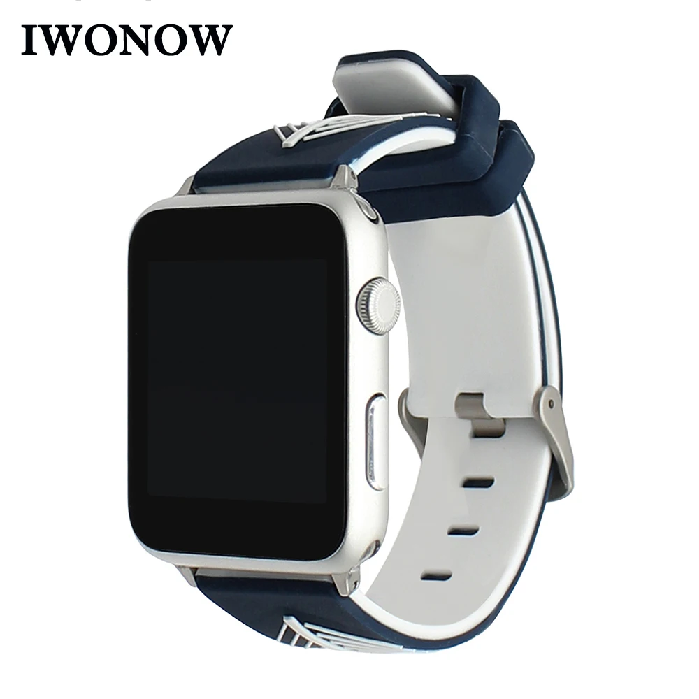 Двухцветный силиконовый ремешок для часов iWatch Apple Watch 38 мм 42 мм Резиновая лента спортивный ремешок браслет+ адаптер быстрого крепления