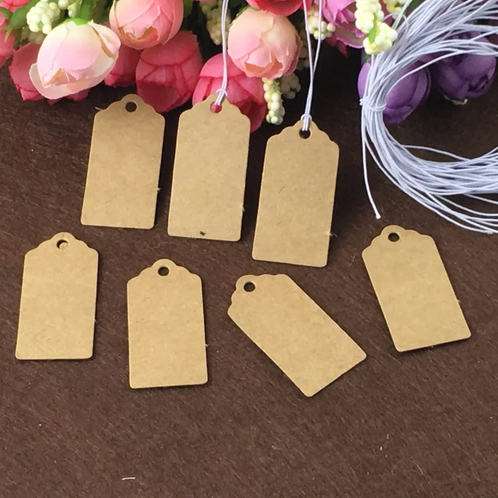 Крафт-картон 4x2 см 200 шт. маленькие кружевные зубчатые бирки для подарков/ценников