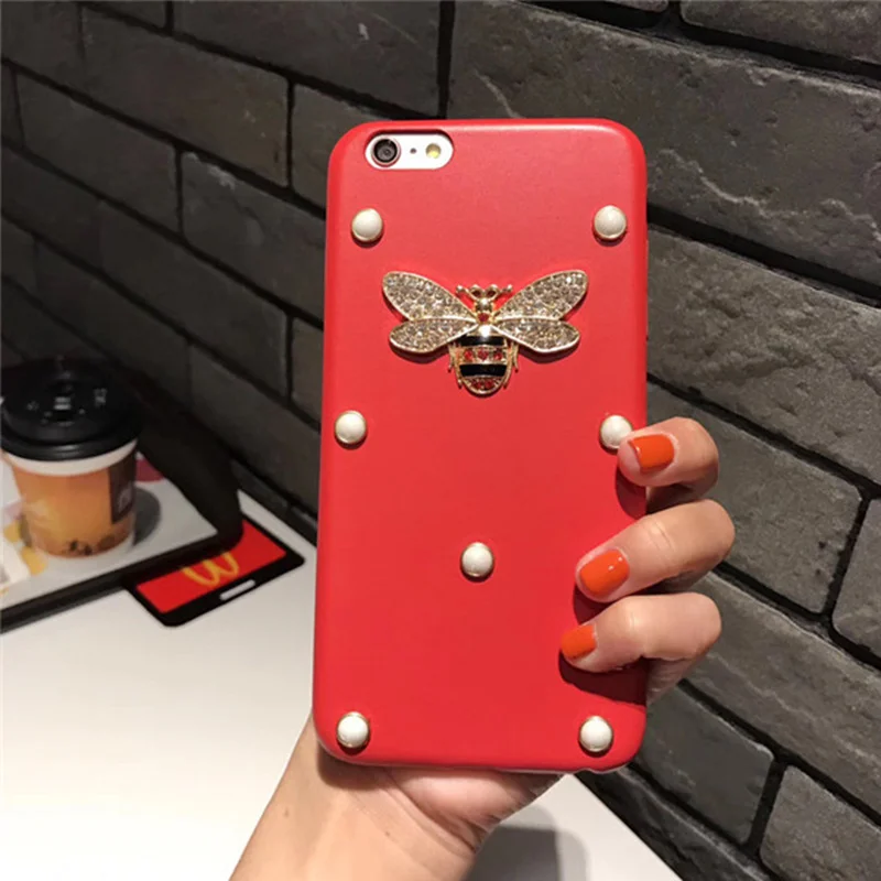 Aoweziic Мода для iPhoneX 7 8 плюс 6 s+ плюс XR XS MAX Kawaii DIY Bling Блеск Кристалл Bee из мягкой кожи с ремешком телефон случаях