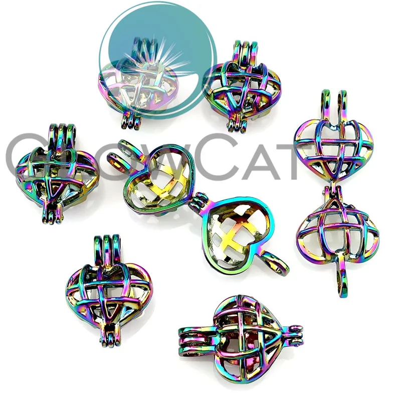 12x R C820 Радуга Цвет крест сердце жемчужина клетка ювелирных изделий эфирное масло