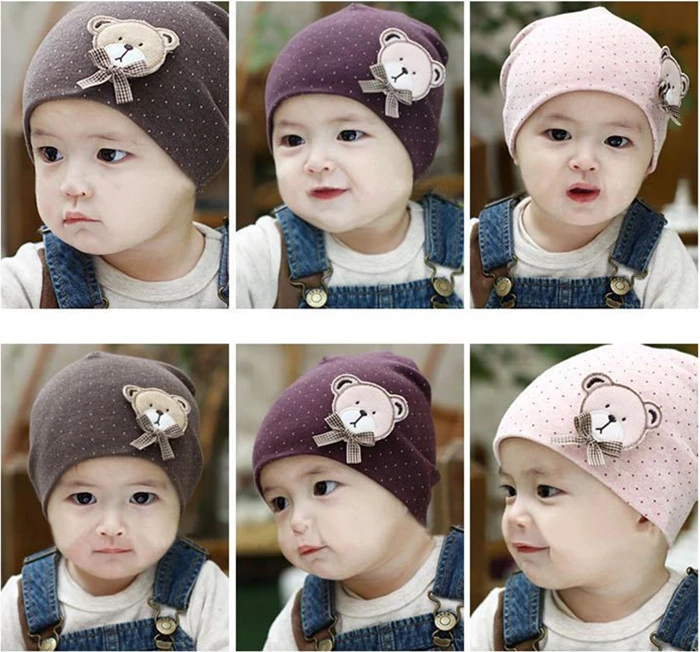 Детская шапка с медведем детская милым рисунком медведя хлопковая для малышей на