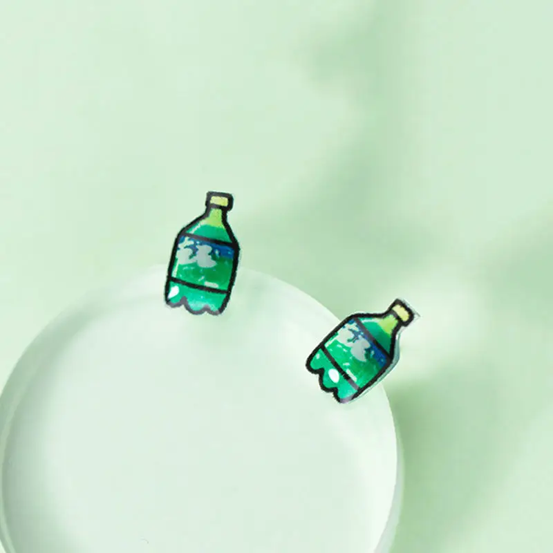 

PONYKISS S925 Sterling Silver Cute Resin Sprite bottle Stud Earrings Summer Party Delicate Accessory Friendship Girl Lovely Gift