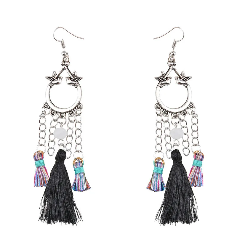 2018 Tassel Earrings For Women Ethic Bohemia Boho Style Short Tassels Vintage Statement Jewelry |
