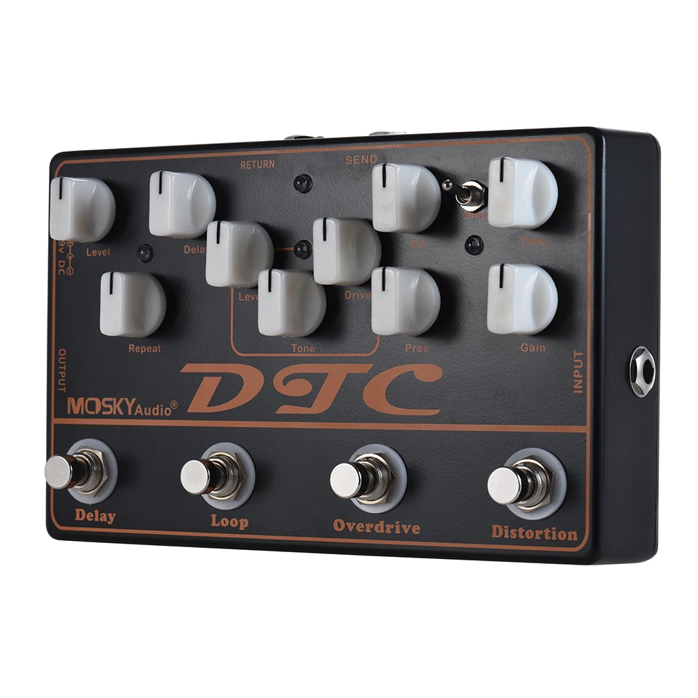

MOSKY DTC 4-в-1 Электрогитары для создания спецэффектов искажения + Overdrive + петли + задержки