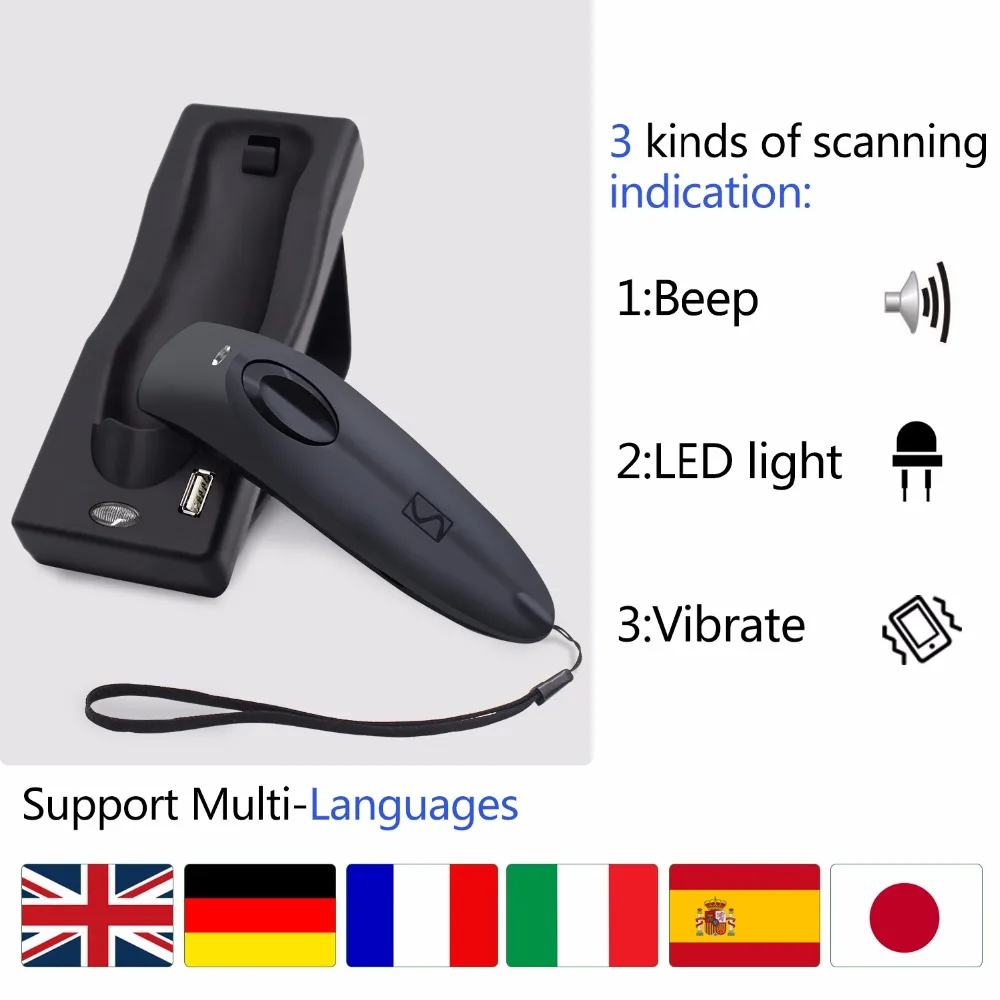 Symcode MJR40 Bluetooth 2 4 ГГц беспроводной 1D сканер штрих кодов экран мобильный платеж