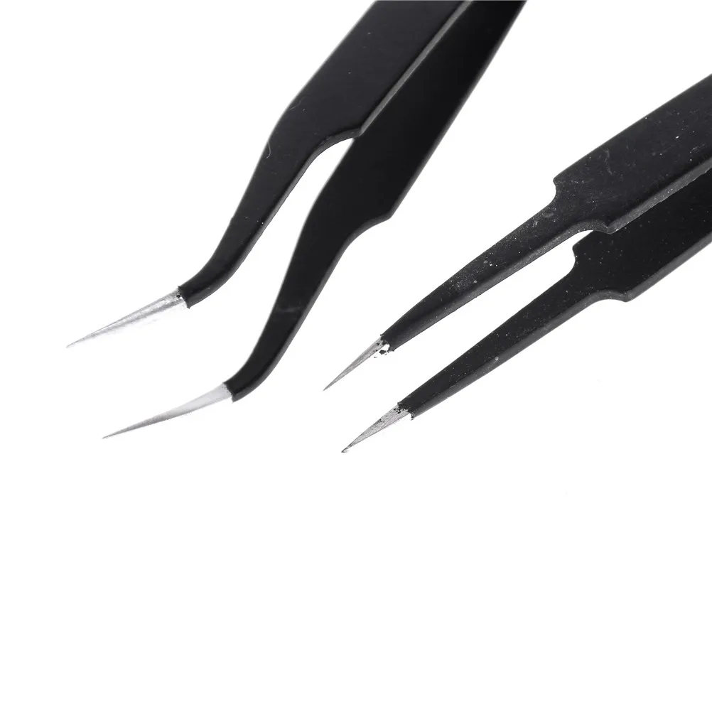 2pcs/lot Non-magnetic Anti-static Precision Tweezers Set Steel Fine ESD Tweezer Electronics Repair Tools | Инструменты