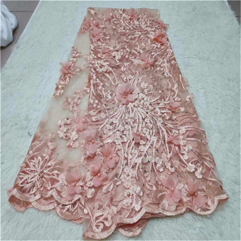 Африканские Бусины кружева ткань 2019 высокое качество французская сетка 3D цветок