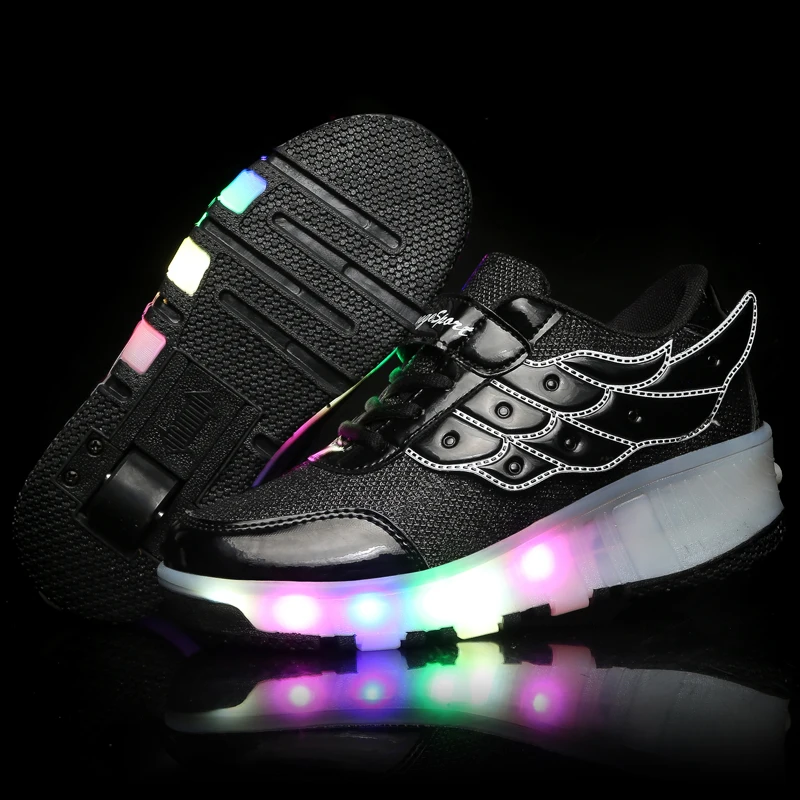 Детские светящиеся кроссовки с колесами светодиодный светильник роликовые