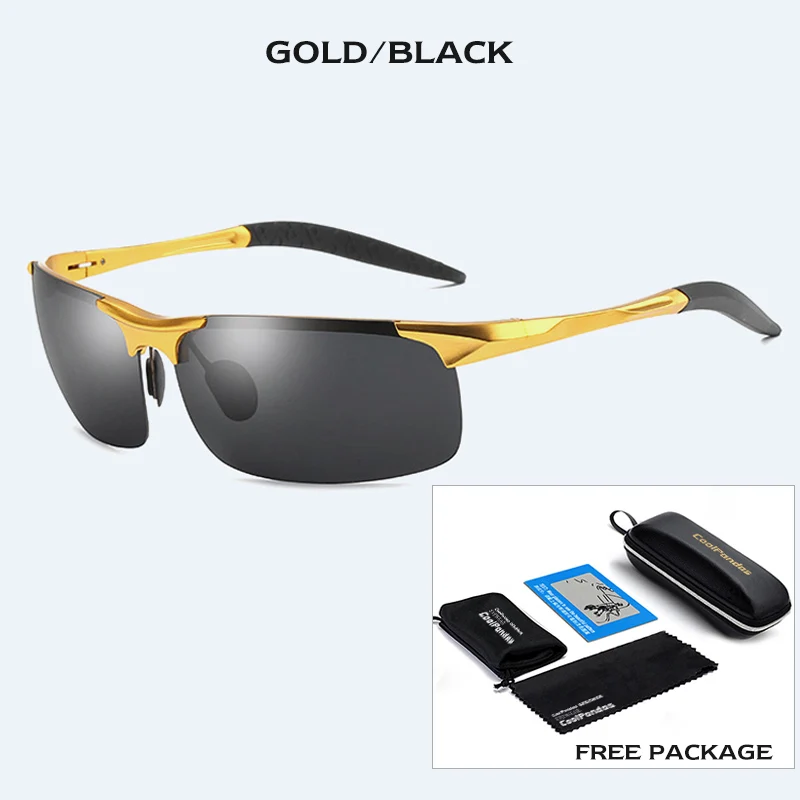 Gold-black Мужские поляризованные солнцезащитные очки, военные очки, алюминиево-магниевые солнцезащитные очки для вождения, HD очки для мужчин/женщин, мужские очки - Цвет линз: Gold-black