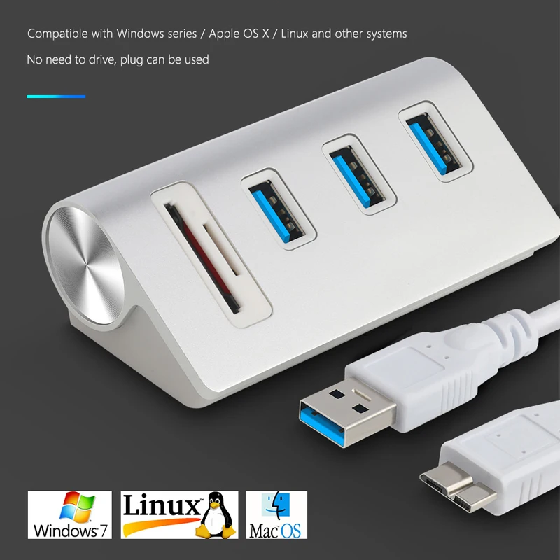 USB 3 0 концентратор порта с TF / SD кардридер высокоскоростной Мульти сплиттер usb для