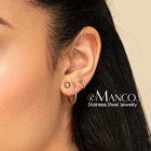 Женские серьги-кольца e-Manco, маленькие тонкие серьги-кольца из нержавеющей стали, минималистичные ювелирные изделия, 2 пары