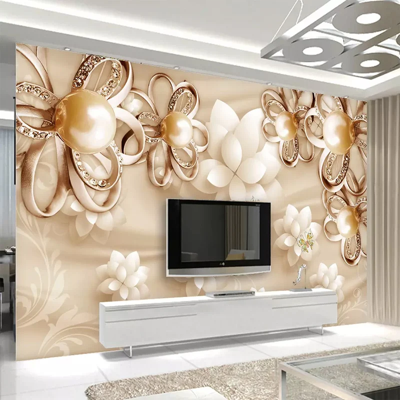 Пользовательские европейские обои Ювелирная роспись с золотым жемчугом