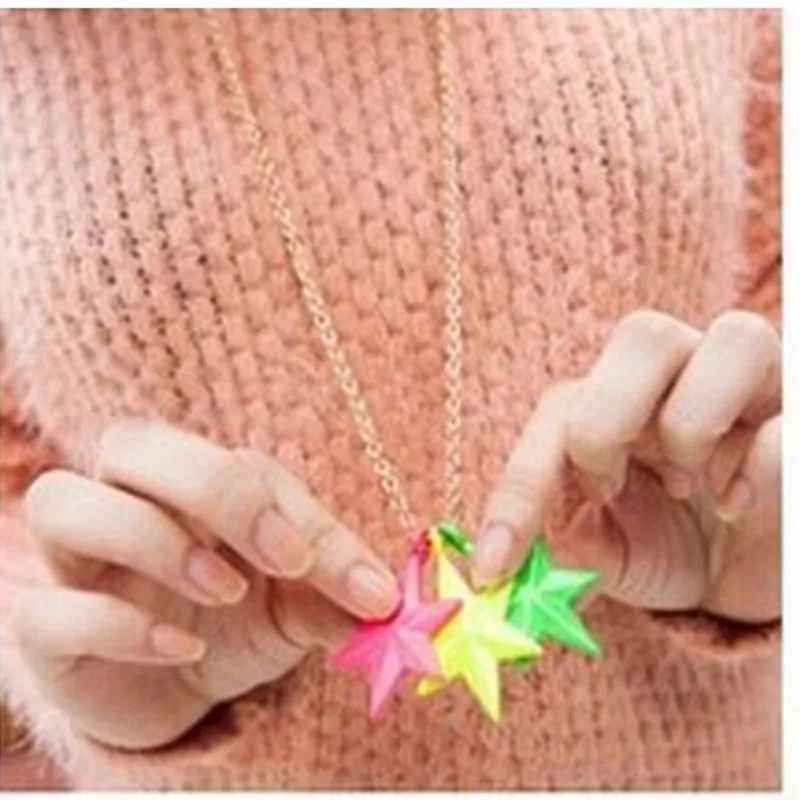 Женская трехмерная подвеска на свитер длинная цепочка с люминесцентной желтой и