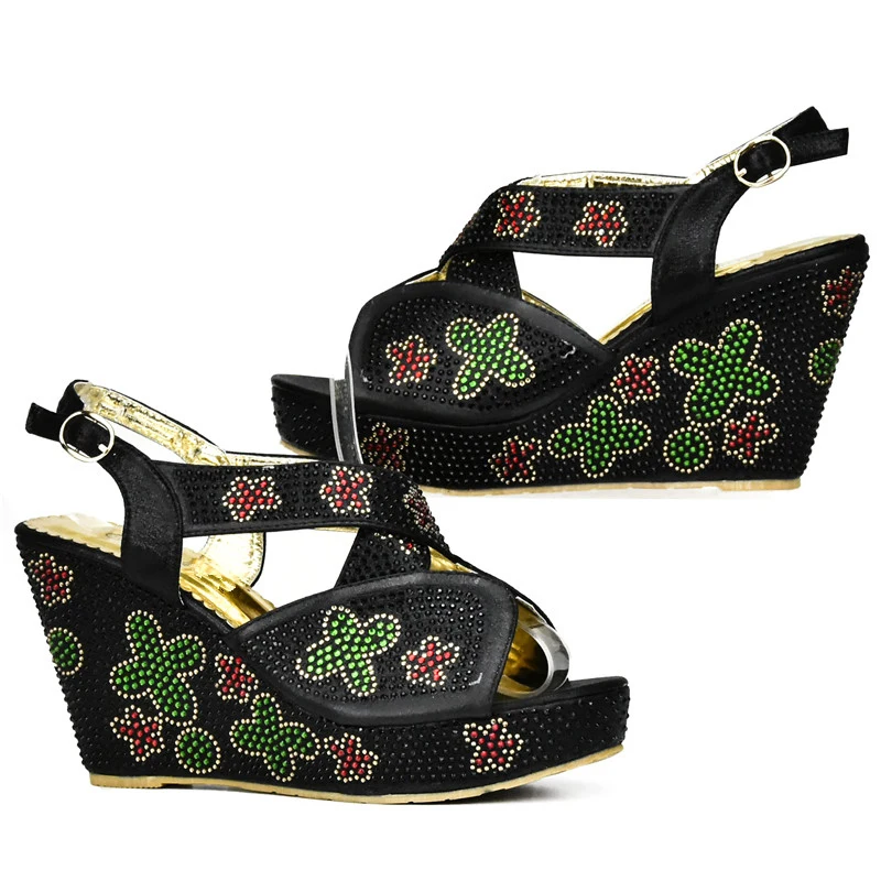 New Arrival Italian Ladies Shoe and Bag Set Decorated with Rhinestone Nigerian Party Shoes High Quality African | Обувь