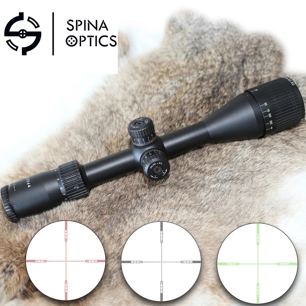SPINA оптика 4-12X44 Регулируемая Mil точка красно-Зеленая Сетка Тактическая оптика освещает прицел для охоты