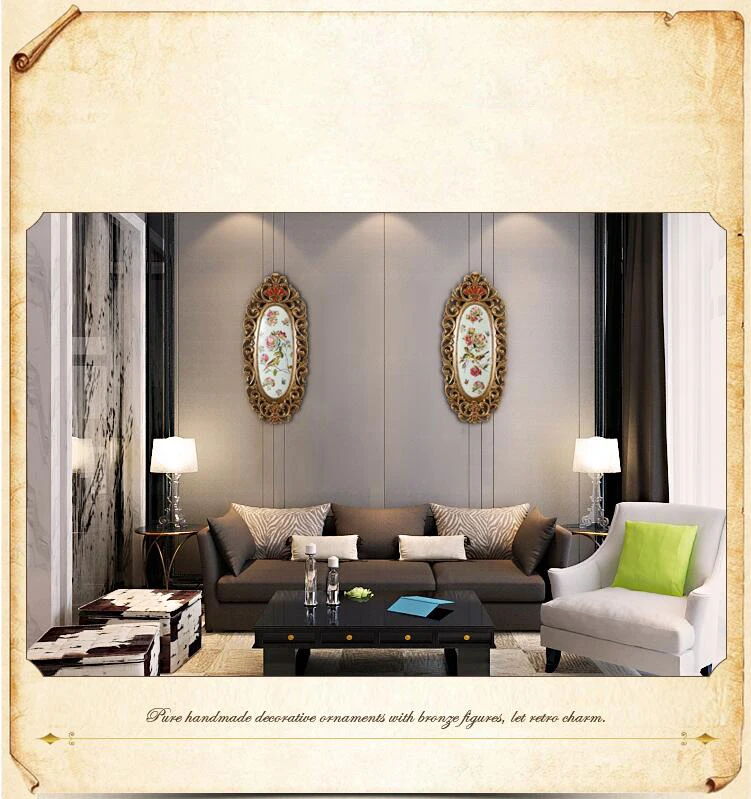 

European Resin Retro Wall Hangings Hotel Office Porch Wall Sticker Decoration Home Livingroom Wall Mural Ornaments Accessories